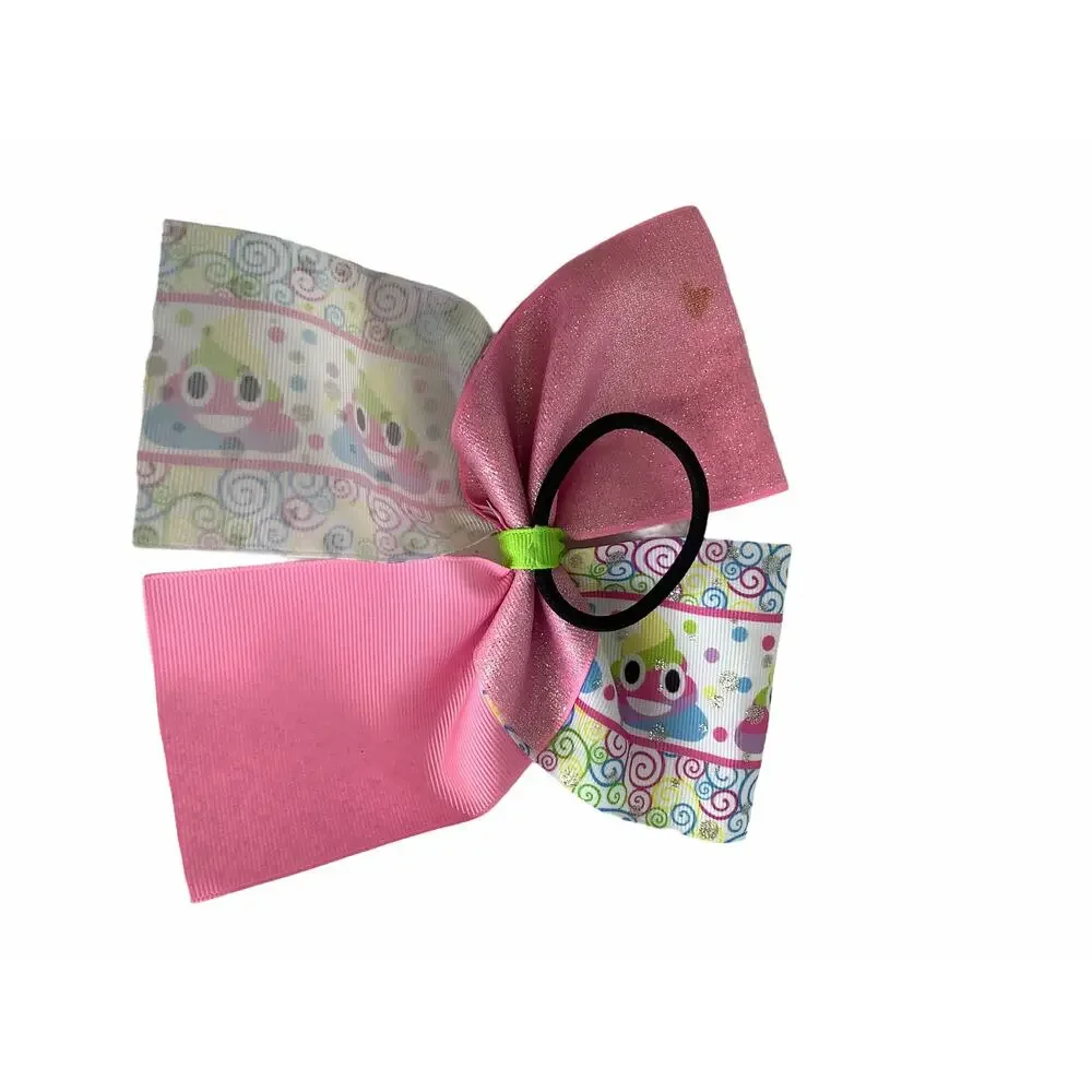 Girl’s Lot of 2 Emoji Printed Hair Bow ties NEW